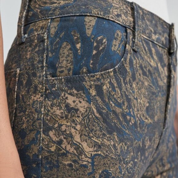 NWT J Brand blue & gold abstract print high rise crop skinny jeans, 24 - Picture 4 of 7